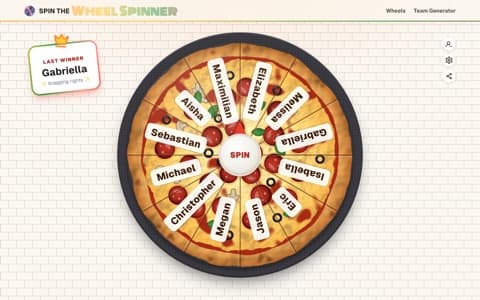 Pizza Topping Wheel in the Slice Slice Baby theme